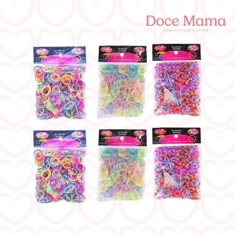 Kit Premium de Pulseiras Elásticas Coloridas e Criativas - Doce Mama