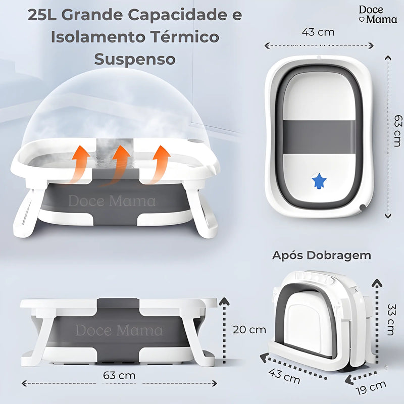 Banheira Dobrável e Espaçosa Sunshine: Praticidade e Conforto para o Banho do Bebê!