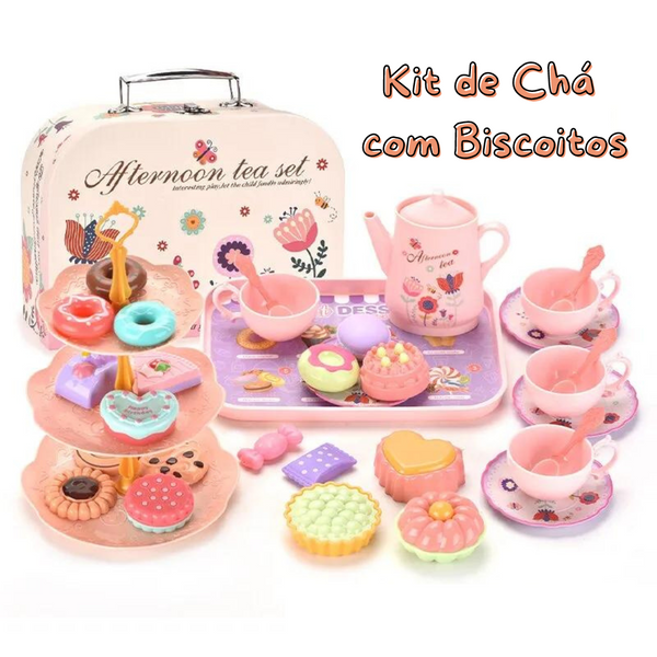 Kit de Chá com Biscoitos 42 peças + Maleta