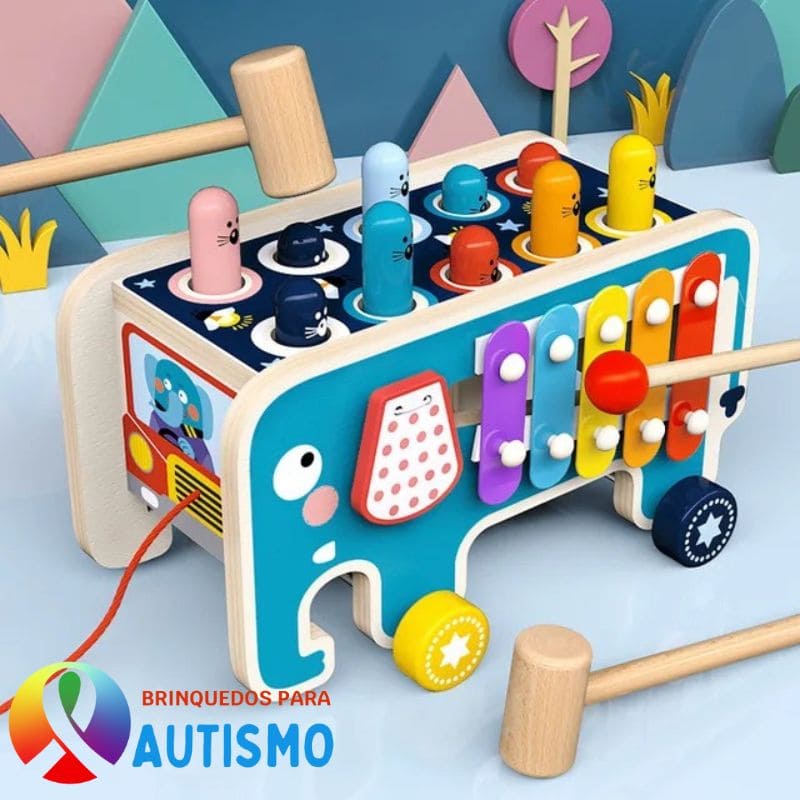 Jogo Montessori de Madeira Com Martelo