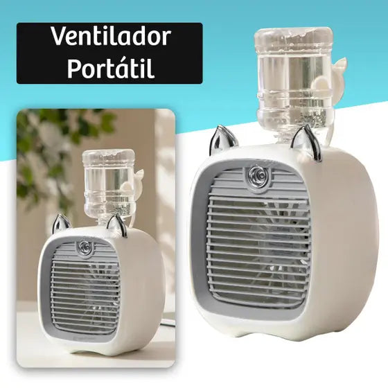 Mini Umidificador Ar Portatil Mini Ventilador De Ambientes - Gatinho