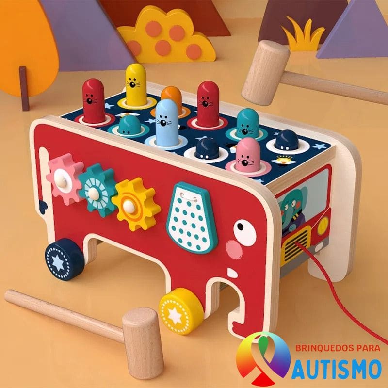 Jogo Montessori de Madeira Com Martelo