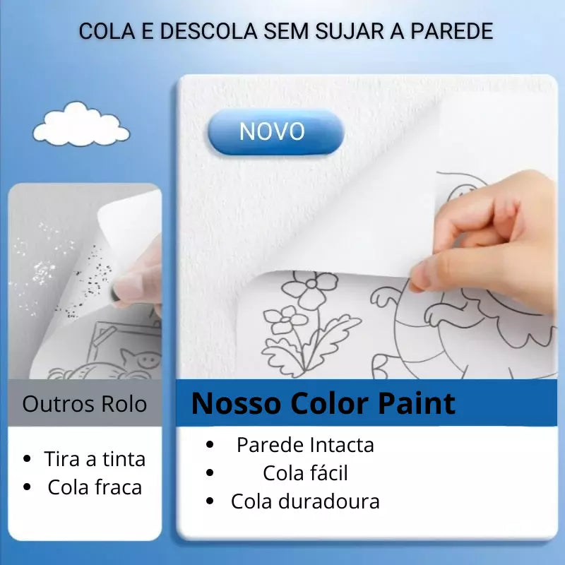 ColorPaint - Rolo de 3m de Desenho Infantil Para Colorir