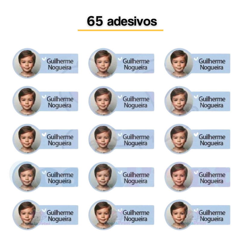 Adesivo de Identificação com Foto 65 un + Frete Grátis