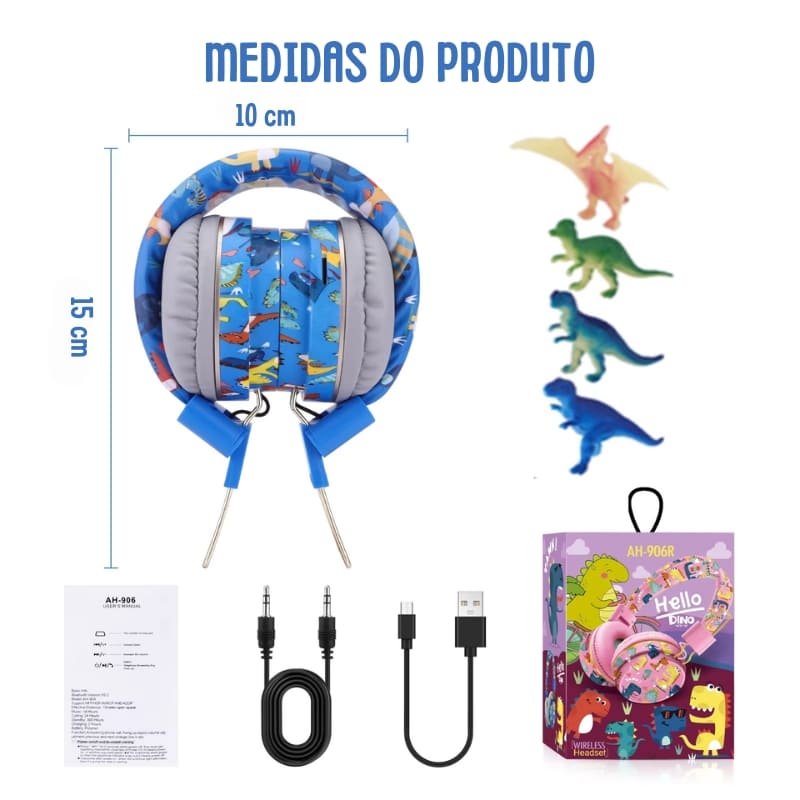 Fone de Ouvido Infantil Bluetooth 5.0 Modelo Desenho Animado