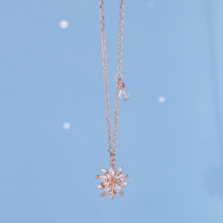 Colar de Natal Floco de Neve Rose Gold