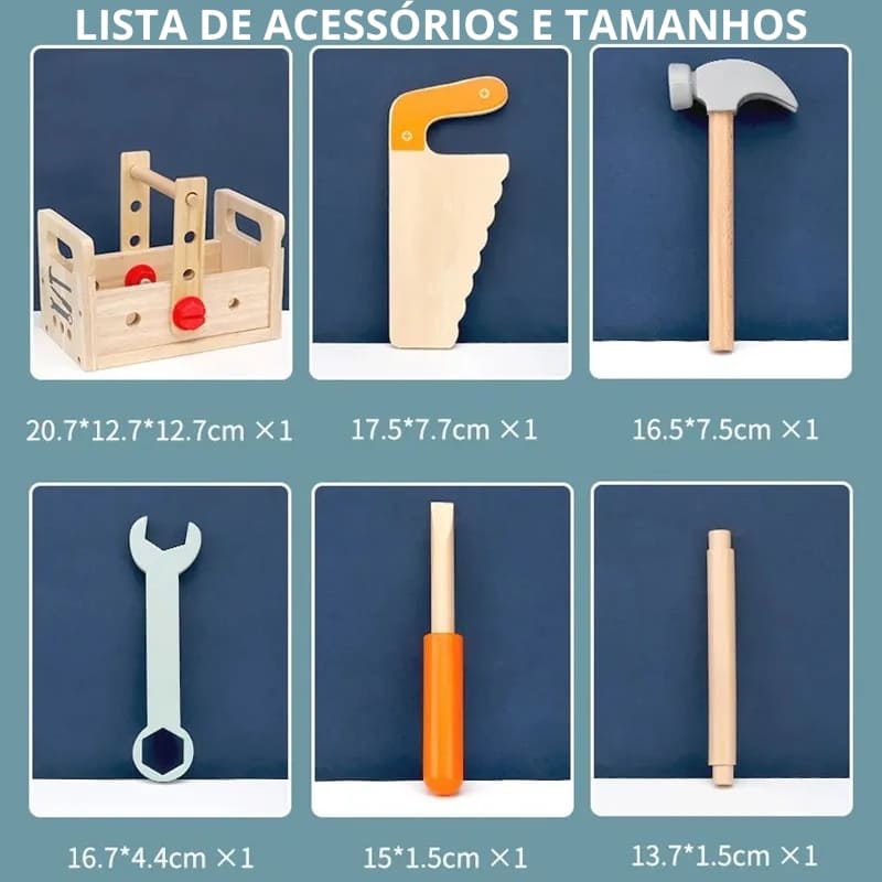 Kit de Ferramentas Infantil - Montessori Brinquedos