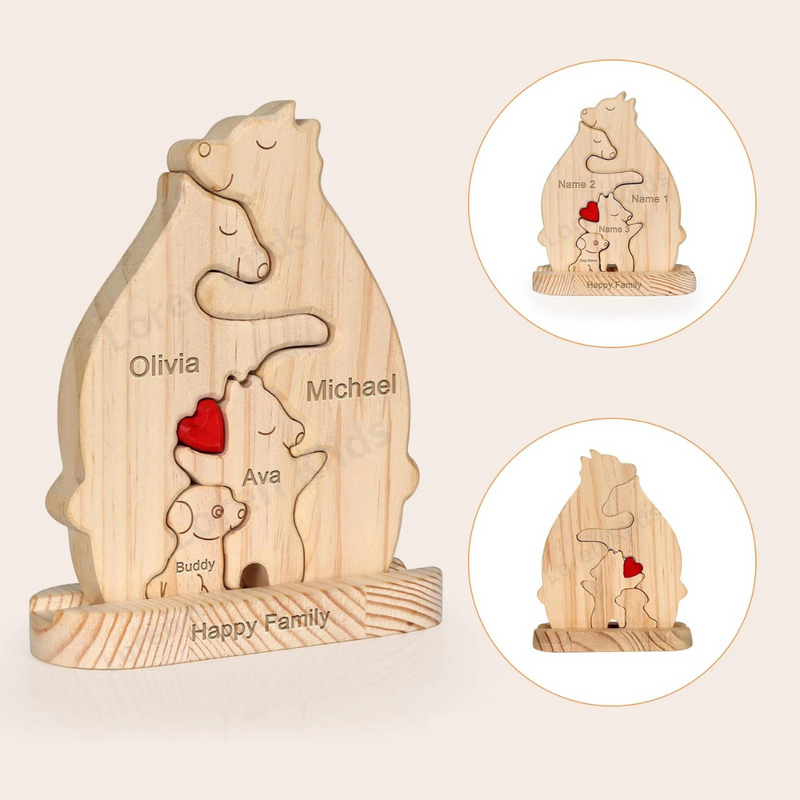 Quebra Cabeça Puzzle Madeira - Decoração Família Urso