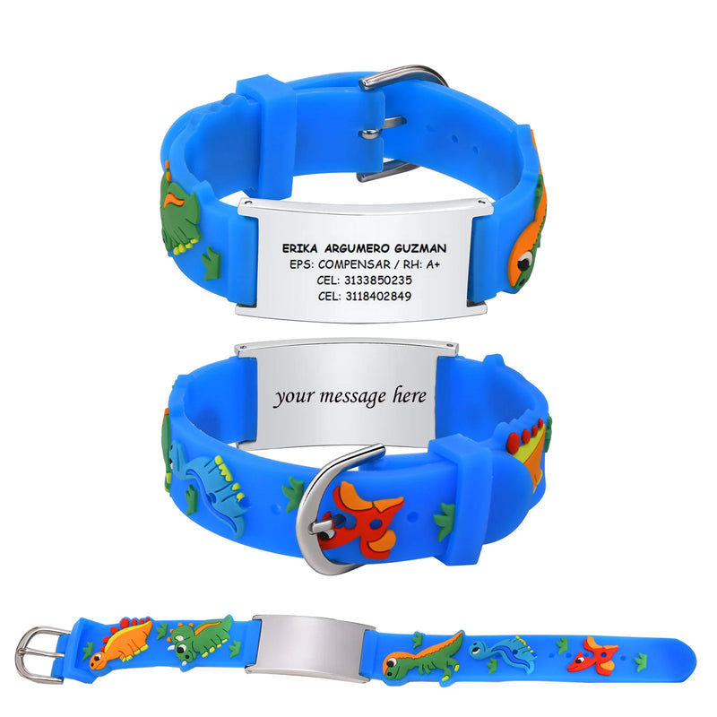 Pulseira ID personalizada para meninas e meninos, ajustável Silicone gravar cotações, presente inspirado, Customzied ID