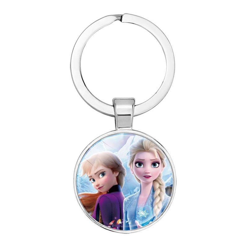 Disney Frozen Children's Necklace Princess Elsa Bracelet Time Gem Alloy Half Moon Pendant Necklace Set Girl's Birthday Gift