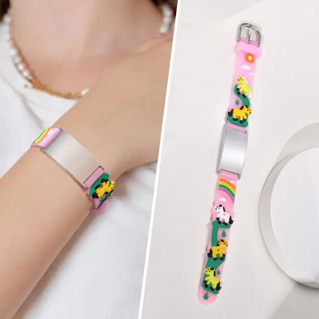 Pulseira ID personalizada para meninas e meninos, ajustável Silicone gravar cotações, presente inspirado, Customzied ID