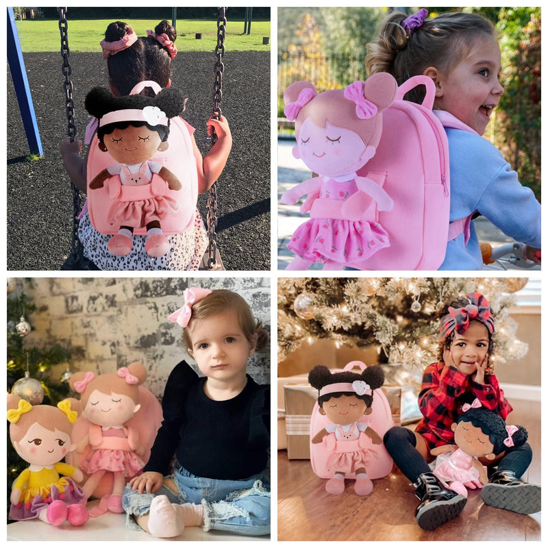 Mochila infantil De Pelúcia + Boneca De Pano Fofa