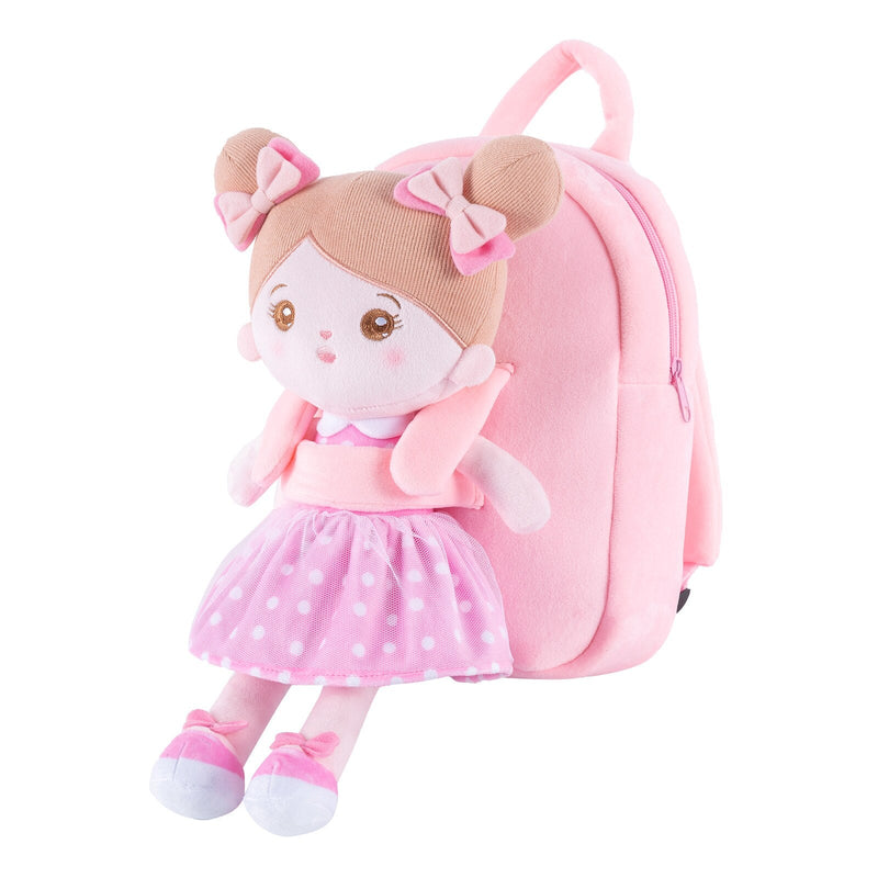 Mochila infantil De Pelúcia + Boneca De Pano Fofa