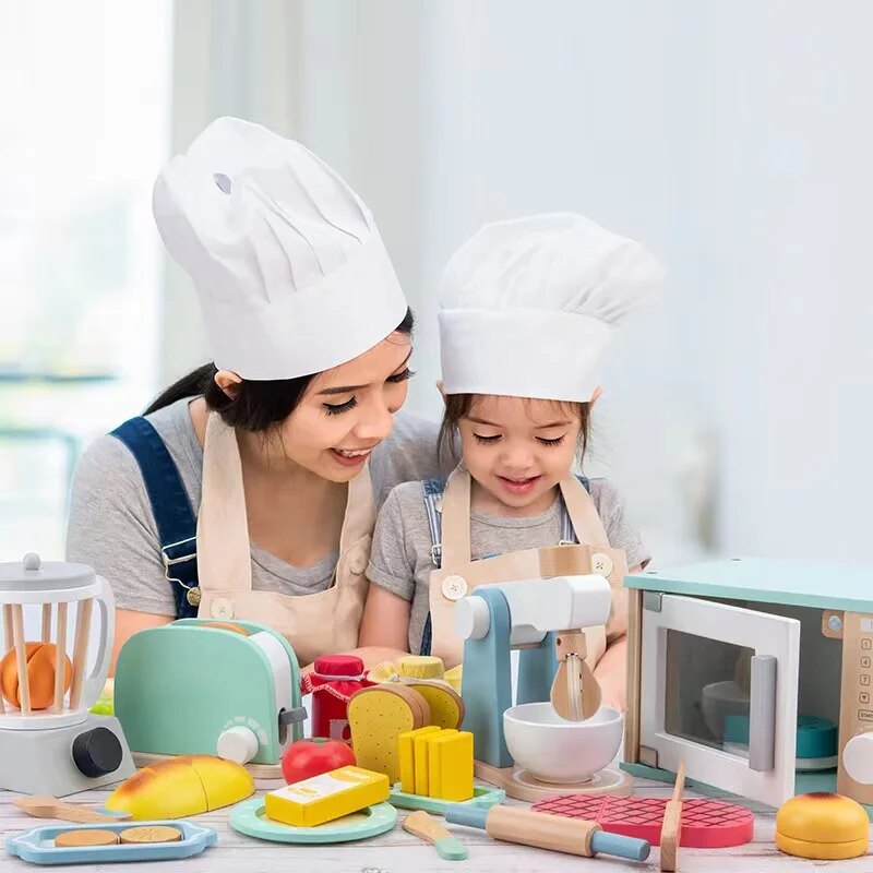 Kit Cozinha Montessori em Madeira Micro-ondas