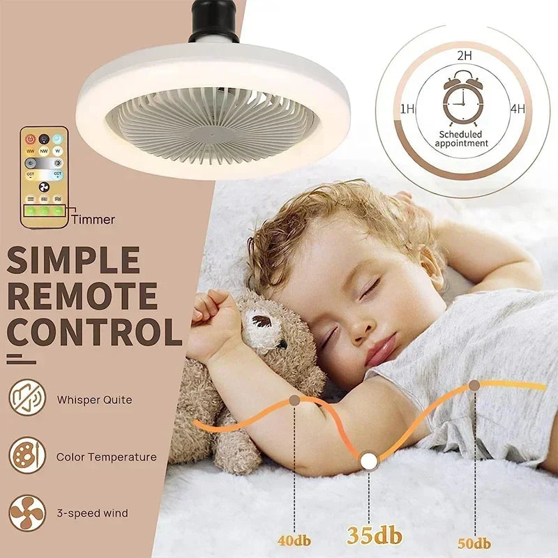 Ventilador de Teto LED com Luz e Controle Remoto