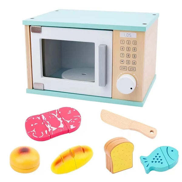 Kit Cozinha Montessori em Madeira Micro-ondas