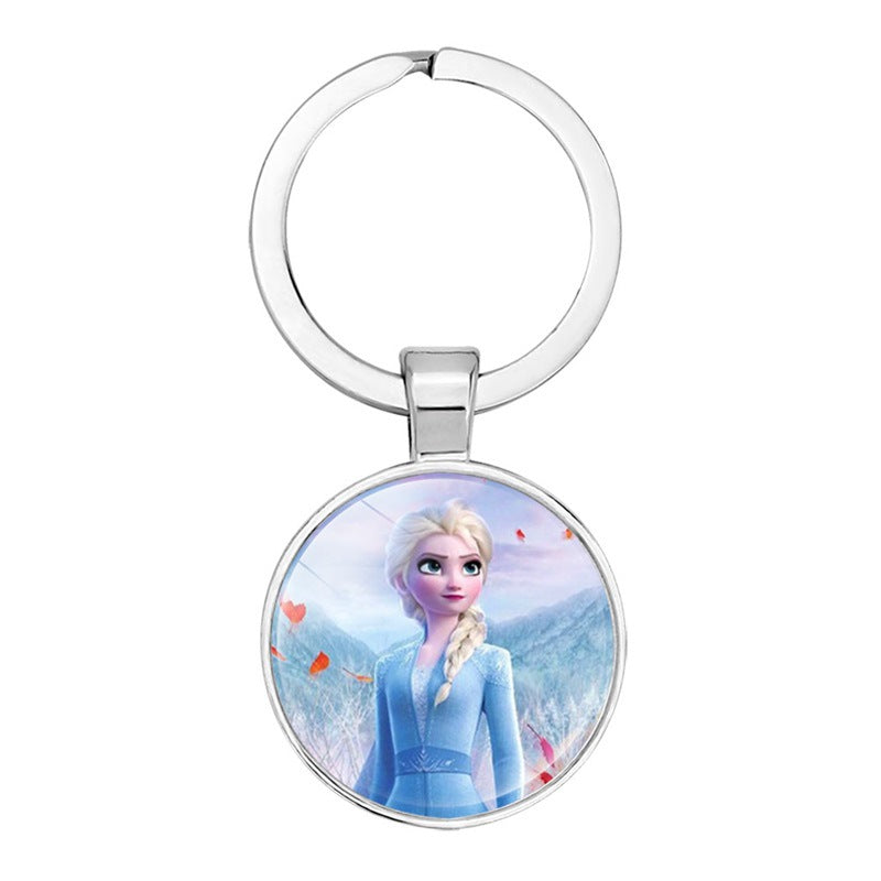 Disney Frozen Children's Necklace Princess Elsa Bracelet Time Gem Alloy Half Moon Pendant Necklace Set Girl's Birthday Gift