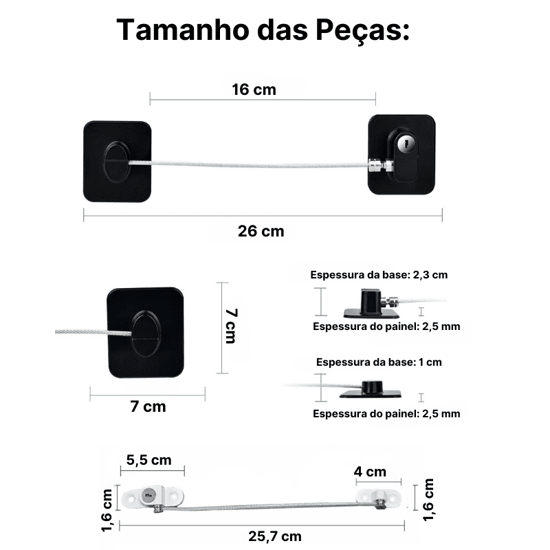 Trava de Segurança para Bebês Cabo de Aço com Chaves - Ama Mamma