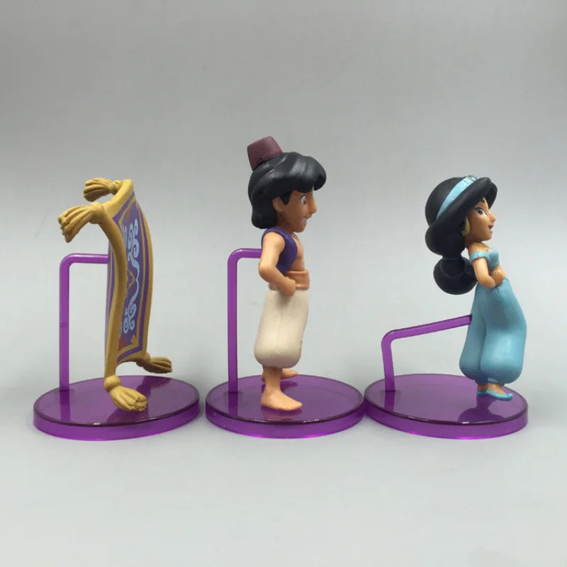 Conjunto 8 Miniaturas Aladdin WCF | Princesa Jasmine, Gênio, Aladdin, Jafar, Abu, Iago, etc.