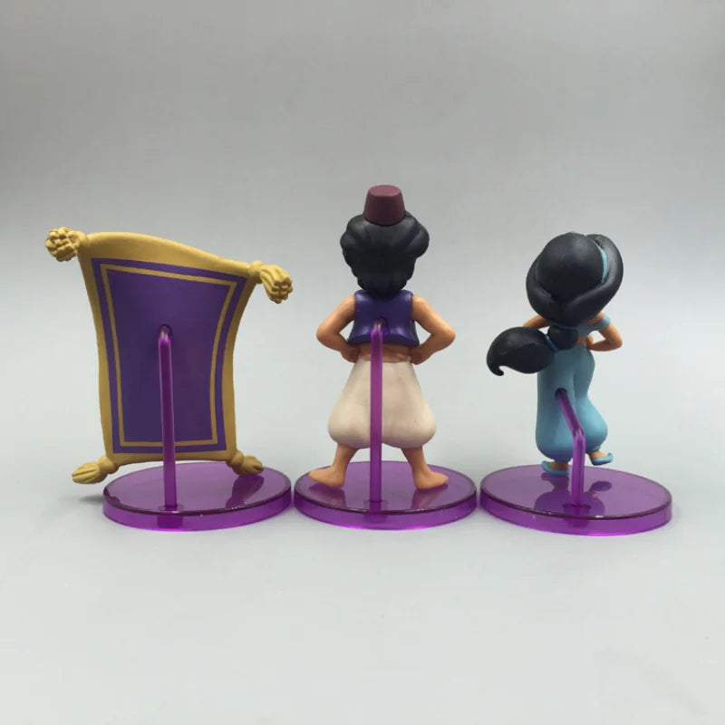 Conjunto 8 Miniaturas Aladdin WCF | Princesa Jasmine, Gênio, Aladdin, Jafar, Abu, Iago, etc.