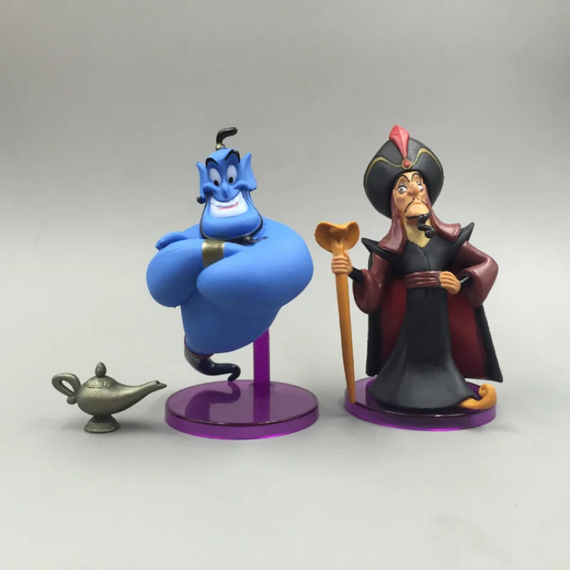 Conjunto 8 Miniaturas Aladdin WCF | Princesa Jasmine, Gênio, Aladdin, Jafar, Abu, Iago, etc.