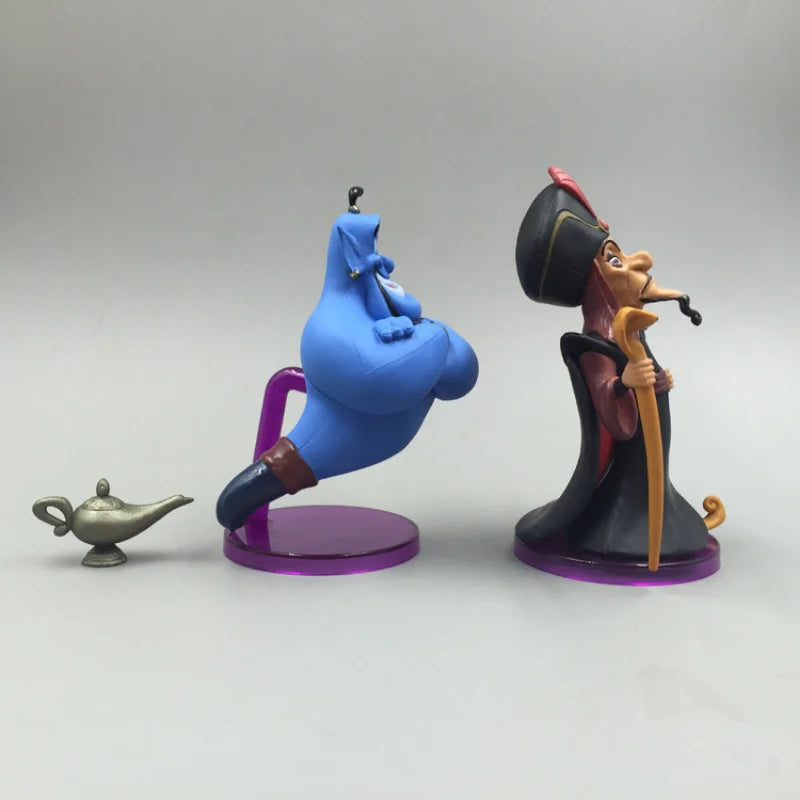 Conjunto 8 Miniaturas Aladdin WCF | Princesa Jasmine, Gênio, Aladdin, Jafar, Abu, Iago, etc.