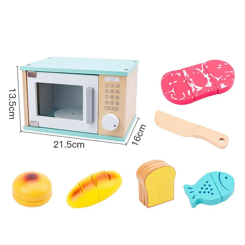 Kit Cozinha Montessori em Madeira Micro-ondas