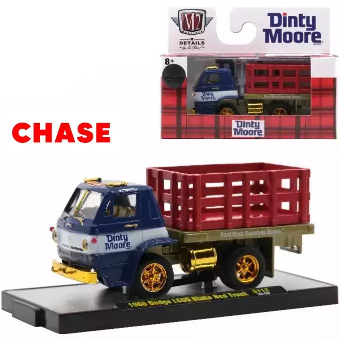 Miniatura 1966 Dodge L600 Stake Bed Truck (CHASE) 1/64 | M2 Machines (Walmart Release S112)