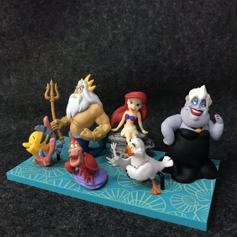 Conjunto 6 Miniaturas A Pequena Sereia WCF | Ariel, Linguado, Sebastião, Sabidão, Úrsula e Rei Tritão