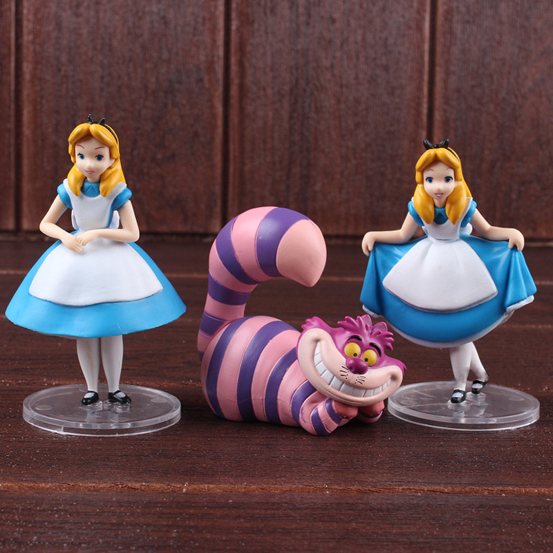 Conjunto 3 Action Figures Alice no País das Maravilhas | Alice e Gato de Cheshire